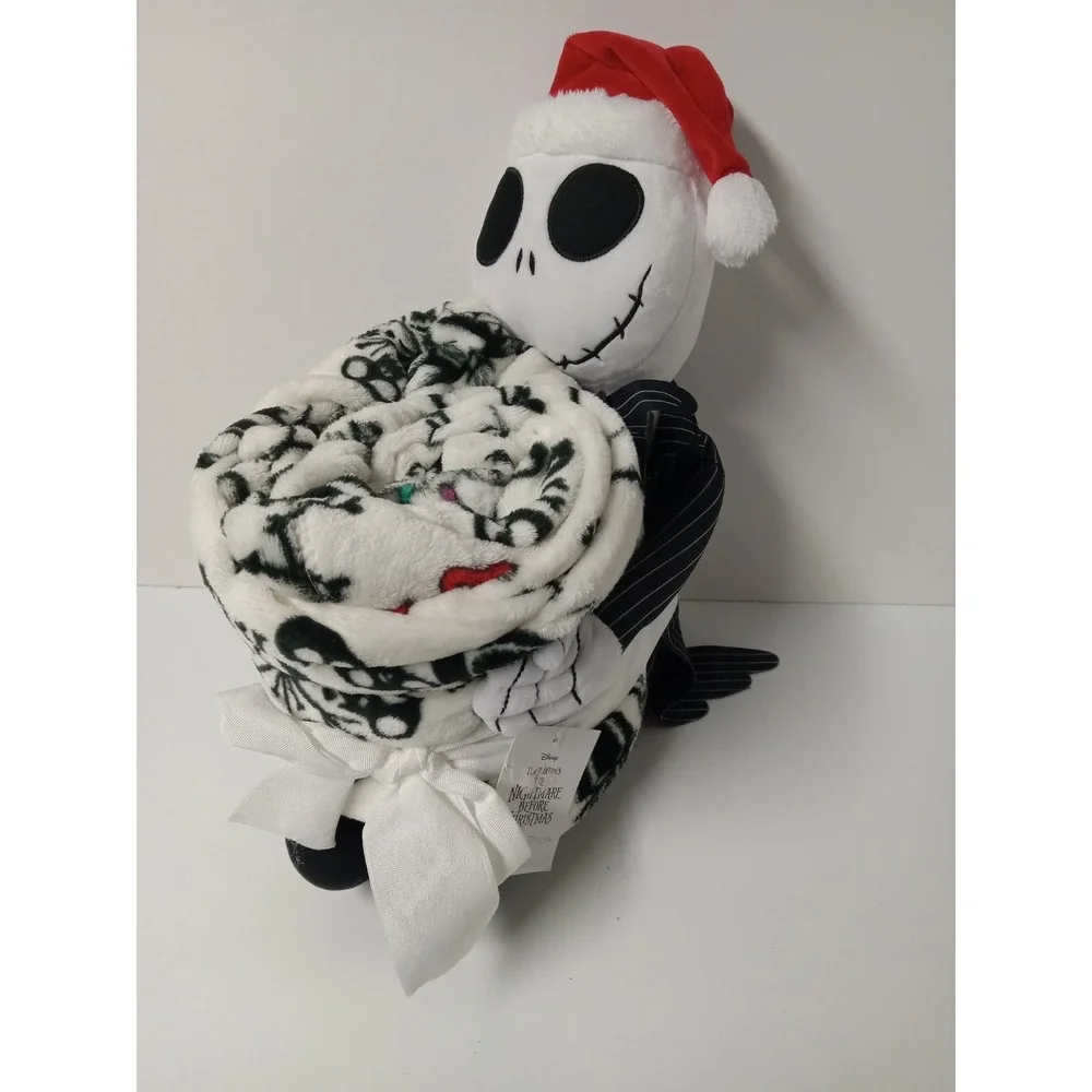 Disney Jack Skellington Nightmare Before Xmas‎ Plush Throw Blanket 50x60 White